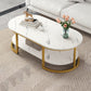 Glam Style Coffee Table Oval Slate Single Coffee Cocktail Table Clearhalo 'Coffee & Accent Tables' 'Coffee Tables' 'coffee_tables' 'furn' 'furn_coffee_tables' 'Furniture' 'Living Room Furniture' 6862359