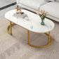 Glam Style Coffee Table Oval Slate Single Coffee Cocktail Table 47"L x 24"W x 18"H White Shelves Not Included Clearhalo 'Coffee & Accent Tables' 'Coffee Tables' 'coffee_tables' 'furn' 'furn_coffee_tables' 'Furniture' 'Living Room Furniture' 6862365