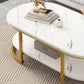 Glam Style Coffee Table Oval Slate Single Coffee Cocktail Table Clearhalo 'Coffee & Accent Tables' 'Coffee Tables' 'coffee_tables' 'furn' 'furn_coffee_tables' 'Furniture' 'Living Room Furniture' 6862369