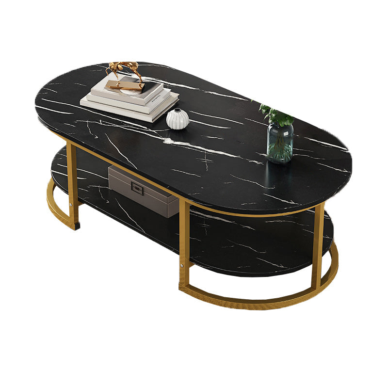 Glam Style Coffee Table Oval Slate Single Coffee Cocktail Table Clearhalo 'Coffee & Accent Tables' 'Coffee Tables' 'coffee_tables' 'furn' 'furn_coffee_tables' 'Furniture' 'Living Room Furniture' 6862372