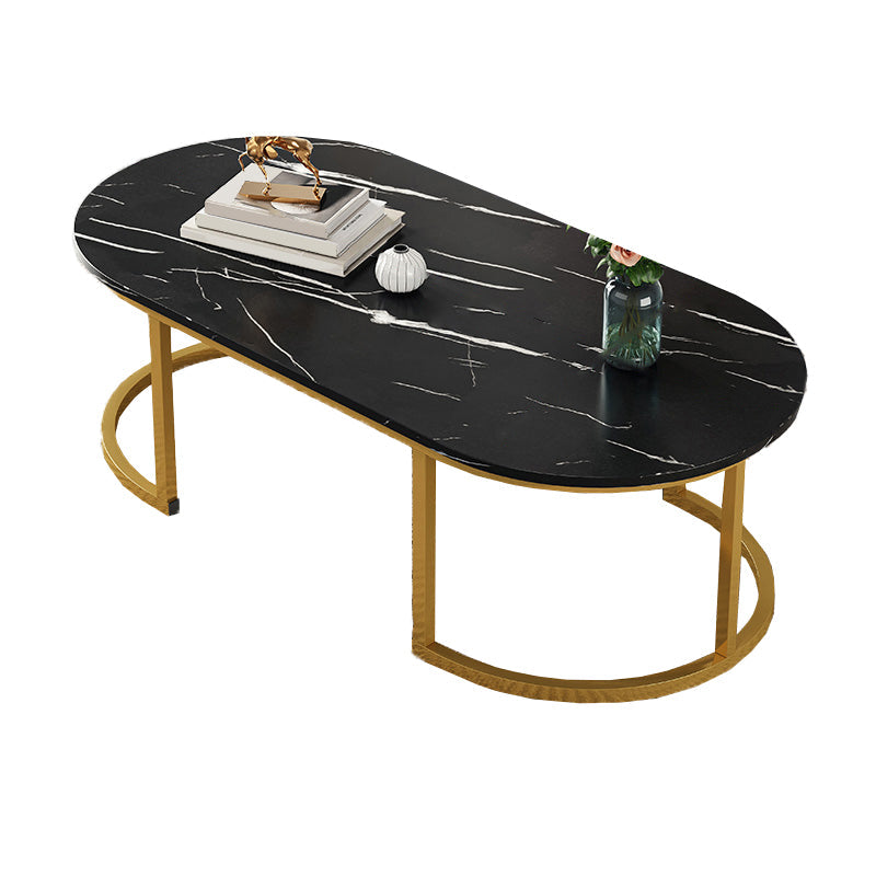 Glam Style Coffee Table Oval Slate Single Coffee Cocktail Table Clearhalo 'Coffee & Accent Tables' 'Coffee Tables' 'coffee_tables' 'furn' 'furn_coffee_tables' 'Furniture' 'Living Room Furniture' 6862374