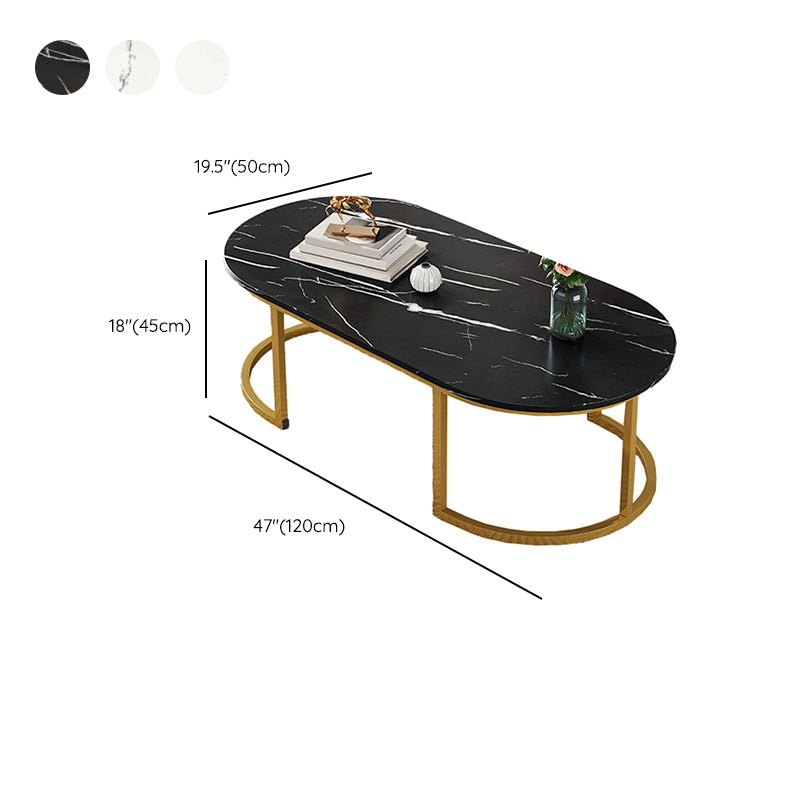 Glam Style Coffee Table Oval Slate Single Coffee Cocktail Table Clearhalo 'Coffee & Accent Tables' 'Coffee Tables' 'coffee_tables' 'furn' 'furn_coffee_tables' 'Furniture' 'Living Room Furniture' 6862379