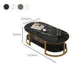 Glam Style Coffee Table Oval Slate Single Coffee Cocktail Table Clearhalo 'Coffee & Accent Tables' 'Coffee Tables' 'coffee_tables' 'furn' 'furn_coffee_tables' 'Furniture' 'Living Room Furniture' 6862381
