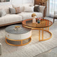 Round Nesting Coffee Table Set Frame Glass Coffee Table with Drawer Grey Gold Clearhalo 'Coffee & Accent Tables' 'Coffee Tables' 'coffee_tables' 'furn' 'furn_coffee_tables' 'Furniture' 'Living Room Furniture' 6862451