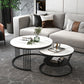 Contemporary Coffee Table Set Round White 2-Piece Coffee Cocktail Table Black Clearhalo 'Coffee & Accent Tables' 'Coffee Tables' 'coffee_tables' 'furn' 'furn_coffee_tables' 'Furniture' 'Living Room Furniture' 6862492