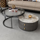No Distressing Stone Coffee Table Frame Round Nesting Coffee Table Set with 2 Drawers Clearhalo 'Coffee & Accent Tables' 'Coffee Tables' 'coffee_tables' 'furn' 'furn_coffee_tables' 'Furniture' 'Living Room Furniture' 6862497
