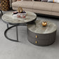 No Distressing Stone Coffee Table Frame Round Nesting Coffee Table Set with 2 Drawers Clearhalo 'Coffee & Accent Tables' 'Coffee Tables' 'coffee_tables' 'furn' 'furn_coffee_tables' 'Furniture' 'Living Room Furniture' 6862499