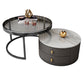 No Distressing Stone Coffee Table Frame Round Nesting Coffee Table Set with 2 Drawers Clearhalo 'Coffee & Accent Tables' 'Coffee Tables' 'coffee_tables' 'furn' 'furn_coffee_tables' 'Furniture' 'Living Room Furniture' 6862501
