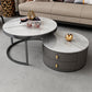 No Distressing Stone Coffee Table Frame Round Nesting Coffee Table Set with 2 Drawers White Clearhalo 'Coffee & Accent Tables' 'Coffee Tables' 'coffee_tables' 'furn' 'furn_coffee_tables' 'Furniture' 'Living Room Furniture' 6862507