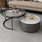 No Distressing Stone Coffee Table Frame Round Nesting Coffee Table Set with 2 Drawers Gray-White Clearhalo 'Coffee & Accent Tables' 'Coffee Tables' 'coffee_tables' 'furn' 'furn_coffee_tables' 'Furniture' 'Living Room Furniture' 6862510