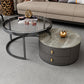 No Distressing Stone Coffee Table Frame Round Nesting Coffee Table Set with 2 Drawers Grey Clearhalo 'Coffee & Accent Tables' 'Coffee Tables' 'coffee_tables' 'furn' 'furn_coffee_tables' 'Furniture' 'Living Room Furniture' 6862511