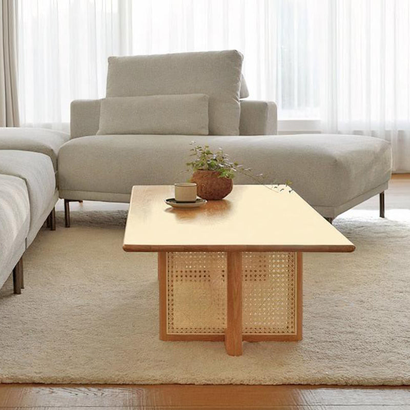 12"H Contemporary Coffee Table Rectangle Solid Wood Single Cocktail Table Clearhalo 'Coffee & Accent Tables' 'Coffee Tables' 'coffee_tables' 'furn' 'furn_coffee_tables' 'Furniture' 'Living Room Furniture' 6862532