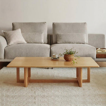 12"H Contemporary Coffee Table Rectangle Solid Wood Single Cocktail Table 47.2"L x 23.6"W x 12.6"H Oak Clearhalo 'Coffee & Accent Tables' 'Coffee Tables' 'coffee_tables' 'furn' 'furn_coffee_tables' 'Furniture' 'Living Room Furniture' 6862538
