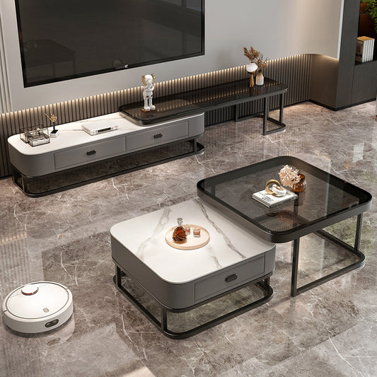 グラムコーヒーテーブルセットフレームスクエア2ピースコーヒーカクテルテーブル