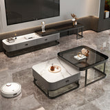 Glam Coffee Table Set Frame Square 2-Piece Coffee Cocktail Table