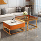 Glam Coffee Table Set Frame Square 2-Piece Coffee Cocktail Table 28"L x 28"W x 18"H + 24"L x 24"W x 15"H White-Orange Clearhalo 'Coffee & Accent Tables' 'Coffee Tables' 'coffee_tables' 'furn' 'furn_coffee_tables' 'Furniture' 'Living Room Furniture' 6862568