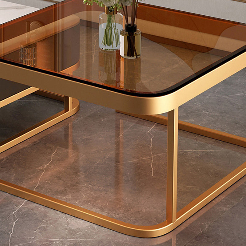 Glam Coffee Table Set Frame Square 2-Piece Coffee Cocktail Table Clearhalo 'Coffee & Accent Tables' 'Coffee Tables' 'coffee_tables' 'furn' 'furn_coffee_tables' 'Furniture' 'Living Room Furniture' 6862575