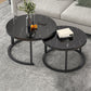 Slate Nesting Coffee Table Set No Distressing Round Coffee Table Set 31.5"L x 31.5"W x 18"H + 24"L x 24"W x 15"H Matte Black Black Clearhalo 'Coffee & Accent Tables' 'Coffee Tables' 'coffee_tables' 'furn' 'furn_coffee_tables' 'Furniture' 'Living Room Furniture' 6862907
