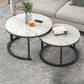 Slate Nesting Coffee Table Set No Distressing Round Coffee Table Set 31.5"L x 31.5"W x 18"H + 24"L x 24"W x 15"H White Black Clearhalo 'Coffee & Accent Tables' 'Coffee Tables' 'coffee_tables' 'furn' 'furn_coffee_tables' 'Furniture' 'Living Room Furniture' 6862909