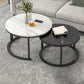 Slate Nesting Coffee Table Set No Distressing Round Coffee Table Set 31.5"L x 31.5"W x 18"H + 24"L x 24"W x 15"H Ivory Black Clearhalo 'Coffee & Accent Tables' 'Coffee Tables' 'coffee_tables' 'furn' 'furn_coffee_tables' 'Furniture' 'Living Room Furniture' 6862910
