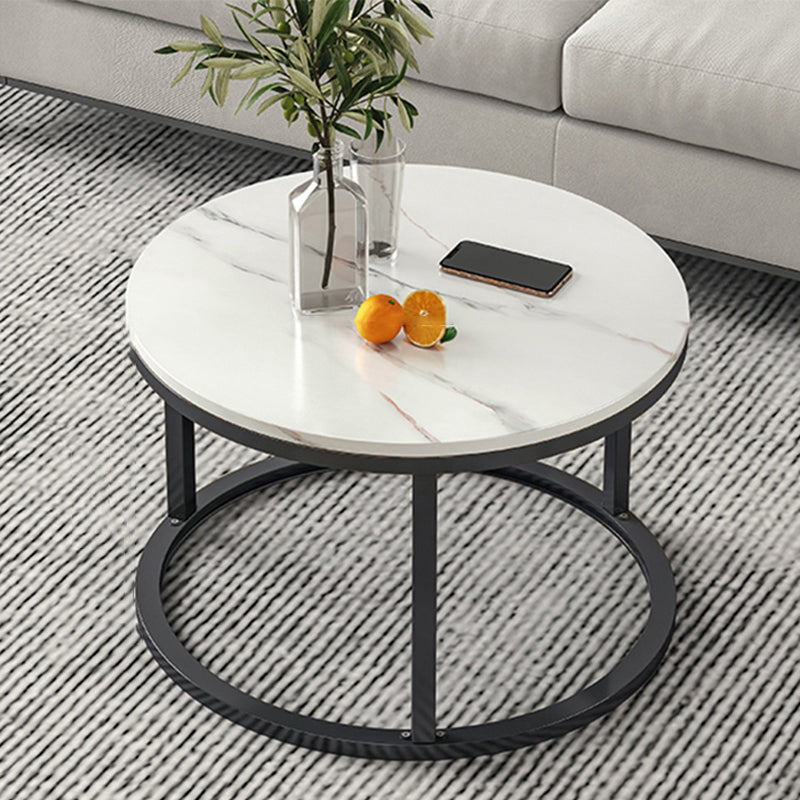 Slate Nesting Coffee Table Set No Distressing Round Coffee Table Set 20"L x 20"W x 15"H White Black Clearhalo 'Coffee & Accent Tables' 'Coffee Tables' 'coffee_tables' 'furn' 'furn_coffee_tables' 'Furniture' 'Living Room Furniture' 6862913