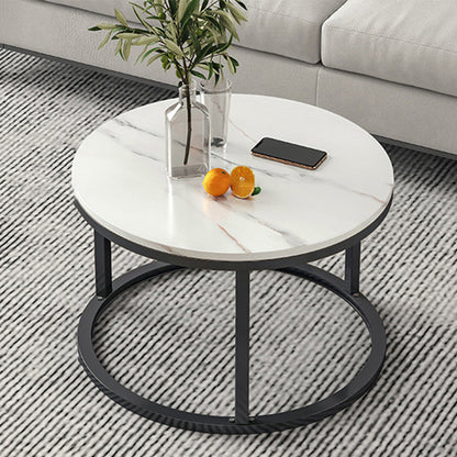 Slate Nesting Coffee Table Set No Distressing Round Coffee Table Set 20"L x 20"W x 15"H White Black Clearhalo 'Coffee & Accent Tables' 'Coffee Tables' 'coffee_tables' 'furn' 'furn_coffee_tables' 'Furniture' 'Living Room Furniture' 6862913