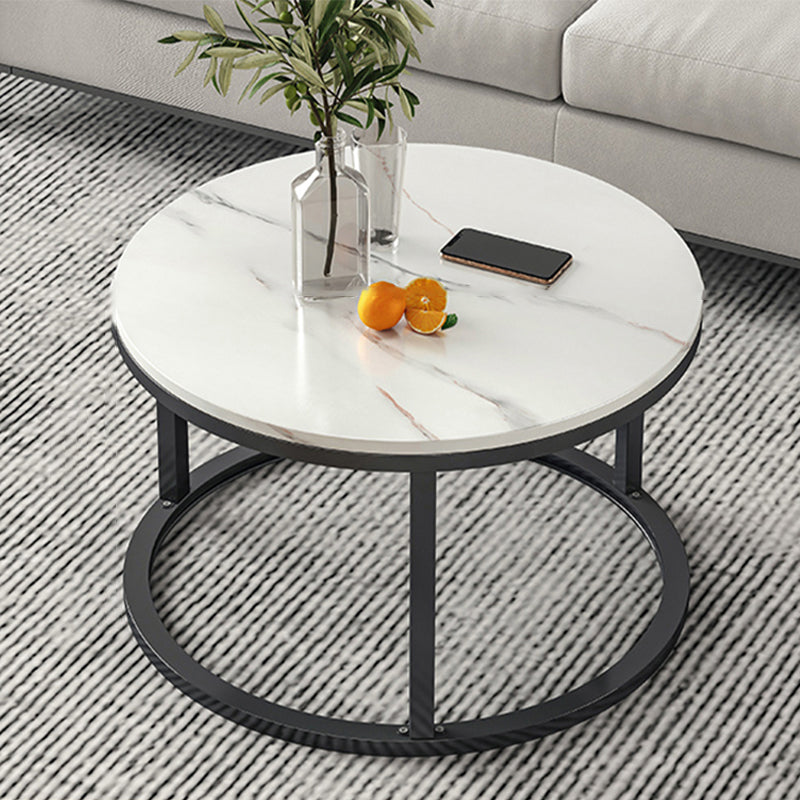 Slate Nesting Coffee Table Set No Distressing Round Coffee Table Set 24"L x 24"W x 15"H White Black Clearhalo 'Coffee & Accent Tables' 'Coffee Tables' 'coffee_tables' 'furn' 'furn_coffee_tables' 'Furniture' 'Living Room Furniture' 6862915
