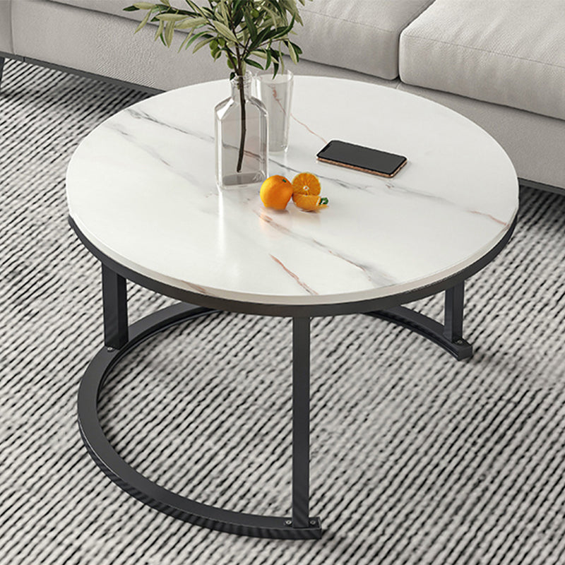 Slate Nesting Coffee Table Set No Distressing Round Coffee Table Set 28"L x 28"W x 18"H White Black Clearhalo 'Coffee & Accent Tables' 'Coffee Tables' 'coffee_tables' 'furn' 'furn_coffee_tables' 'Furniture' 'Living Room Furniture' 6862917