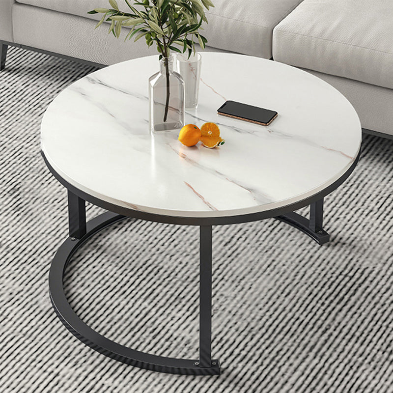 Slate Nesting Coffee Table Set No Distressing Round Coffee Table Set 31.5"L x 31.5"W x 17.7"H White Black Clearhalo 'Coffee & Accent Tables' 'Coffee Tables' 'coffee_tables' 'furn' 'furn_coffee_tables' 'Furniture' 'Living Room Furniture' 6862919