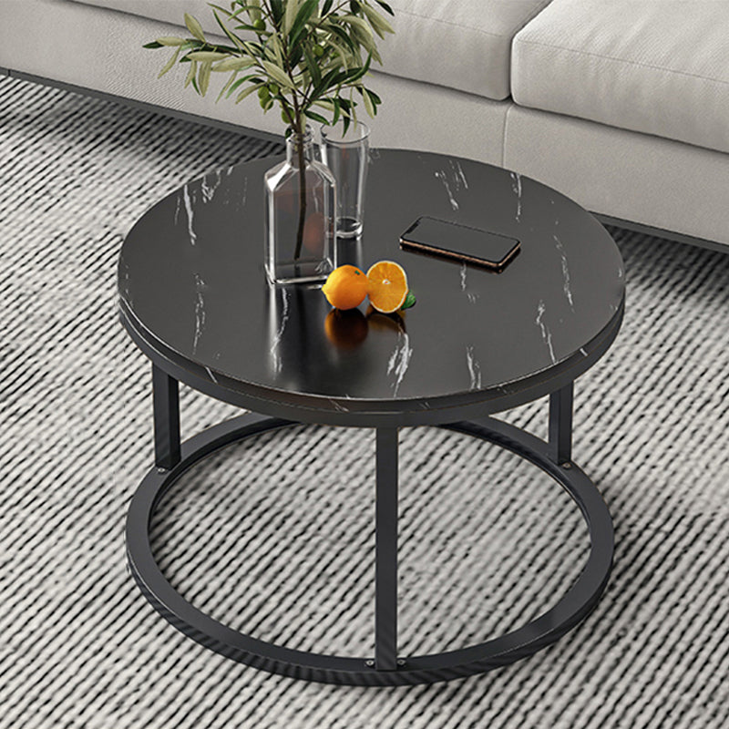 Slate Nesting Coffee Table Set No Distressing Round Coffee Table Set 20"L x 20"W x 15"H Black Black Clearhalo 'Coffee & Accent Tables' 'Coffee Tables' 'coffee_tables' 'furn' 'furn_coffee_tables' 'Furniture' 'Living Room Furniture' 6862920