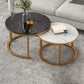 Slate Nesting Coffee Table Set No Distressing Round Coffee Table Set 27.5"L x 27.5"W x 18"H + 20"L x 20"W x 15"H Black Gold Clearhalo 'Coffee & Accent Tables' 'Coffee Tables' 'coffee_tables' 'furn' 'furn_coffee_tables' 'Furniture' 'Living Room Furniture' 6862921