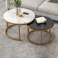 Slate Nesting Coffee Table Set No Distressing Round Coffee Table Set 27.5"L x 27.5"W x 18"H + 20"L x 20"W x 15"H Ivory Gold Clearhalo 'Coffee & Accent Tables' 'Coffee Tables' 'coffee_tables' 'furn' 'furn_coffee_tables' 'Furniture' 'Living Room Furniture' 6862925