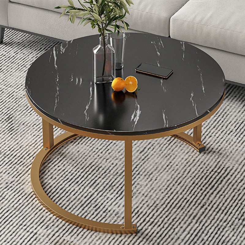 Slate Nesting Coffee Table Set No Distressing Round Coffee Table Set 31.5"L x 31.5"W x 17.7"H Black Gold Clearhalo 'Coffee & Accent Tables' 'Coffee Tables' 'coffee_tables' 'furn' 'furn_coffee_tables' 'Furniture' 'Living Room Furniture' 6862927