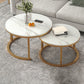Slate Nesting Coffee Table Set No Distressing Round Coffee Table Set 31.5"L x 31.5"W x 18"H + 24"L x 24"W x 15"H White Gold Clearhalo 'Coffee & Accent Tables' 'Coffee Tables' 'coffee_tables' 'furn' 'furn_coffee_tables' 'Furniture' 'Living Room Furniture' 6862928