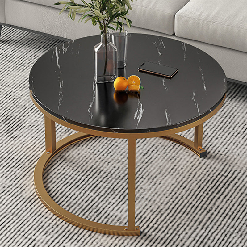 Slate Nesting Coffee Table Set No Distressing Round Coffee Table Set 28"L x 28"W x 18"H Black Gold Clearhalo 'Coffee & Accent Tables' 'Coffee Tables' 'coffee_tables' 'furn' 'furn_coffee_tables' 'Furniture' 'Living Room Furniture' 6862929