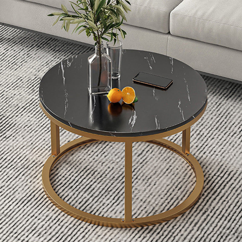 Slate Nesting Coffee Table Set No Distressing Round Coffee Table Set 20"L x 20"W x 15"H Black Gold Clearhalo 'Coffee & Accent Tables' 'Coffee Tables' 'coffee_tables' 'furn' 'furn_coffee_tables' 'Furniture' 'Living Room Furniture' 6862931