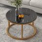 Slate Nesting Coffee Table Set No Distressing Round Coffee Table Set 24"L x 24"W x 15"H Black Gold Clearhalo 'Coffee & Accent Tables' 'Coffee Tables' 'coffee_tables' 'furn' 'furn_coffee_tables' 'Furniture' 'Living Room Furniture' 6862932