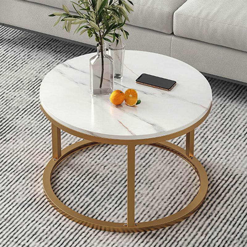 Slate Nesting Coffee Table Set No Distressing Round Coffee Table Set 20"L x 20"W x 15"H White Gold Clearhalo 'Coffee & Accent Tables' 'Coffee Tables' 'coffee_tables' 'furn' 'furn_coffee_tables' 'Furniture' 'Living Room Furniture' 6862933