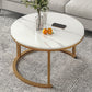 Slate Nesting Coffee Table Set No Distressing Round Coffee Table Set 28"L x 28"W x 18"H White Gold Clearhalo 'Coffee & Accent Tables' 'Coffee Tables' 'coffee_tables' 'furn' 'furn_coffee_tables' 'Furniture' 'Living Room Furniture' 6862935