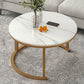 Slate Nesting Coffee Table Set No Distressing Round Coffee Table Set 31.5"L x 31.5"W x 17.7"H White Gold Clearhalo 'Coffee & Accent Tables' 'Coffee Tables' 'coffee_tables' 'furn' 'furn_coffee_tables' 'Furniture' 'Living Room Furniture' 6862936