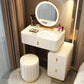 Mirror & 3 Drawers Wood Makeup Vanity Stone Top Dressing Table