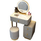 Mirror & 3 Drawers Wood Makeup Vanity Stone Top Dressing Table