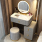 Mirror & 3 Drawers Wood Makeup Vanity Stone Top Dressing Table