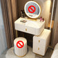 Mirror & 3 Drawers Wood Makeup Vanity Stone Top Dressing Table