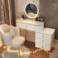 Mirrored Vanity Table and Stool Set Engineered Wood Vanity Desk
