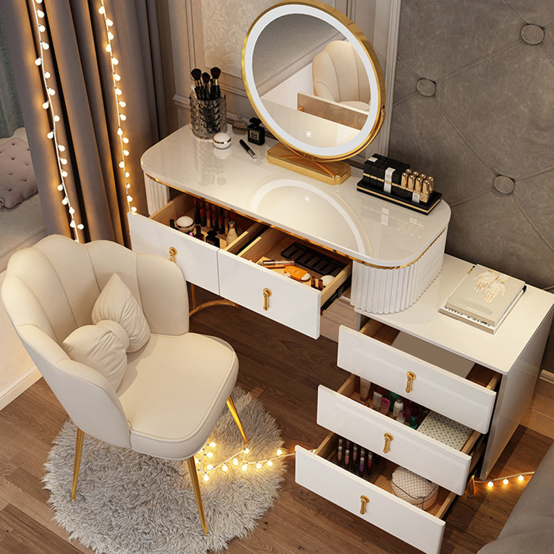 Mirrored Vanity Table and Stool Set Engineered Wood Vanity Desk