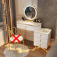 Mirrored Vanity Table and Stool Set Engineered Wood Vanity Desk