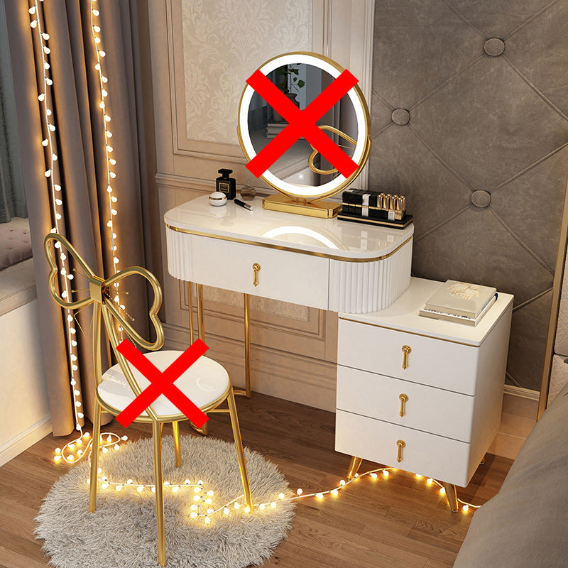 Mirrored Vanity Table and Stool Set Engineered Wood Vanity Desk