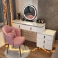 Mirrored Vanity Table and Stool Set Engineered Wood Vanity Desk