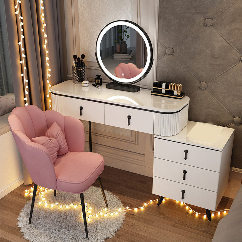 Mirrored Vanity Table and Stool Set Engineered Wood Vanity Desk